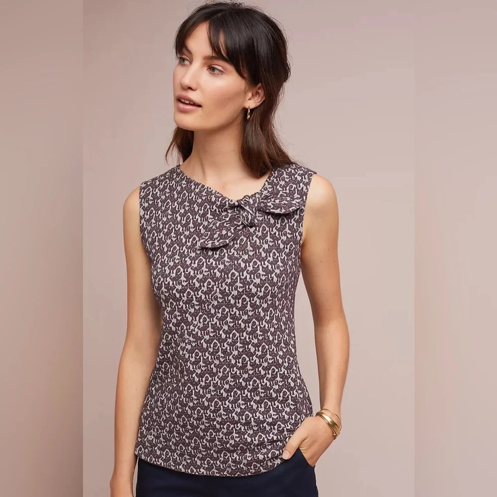 MAEVE‎ by ANTHROPOLOGIE Tomcat Top in Black Motif